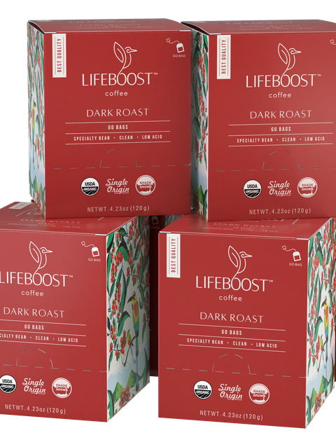 3x Dark Roast Lifeboost Go Bags - (10 bags in each) New Arrival