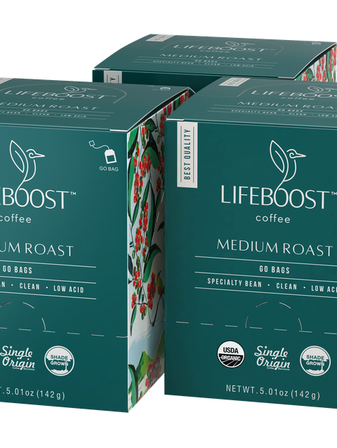 3x Medium Roast Lifeboost Go Bags -(10 bags in each) Free shipping