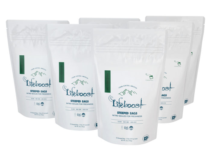 6x Medium Roast Lifeboost Go Bags -10 bags On Sale