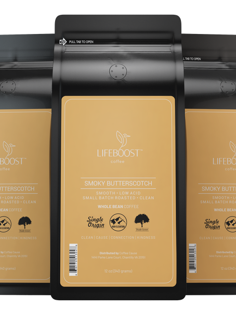 Lifeboost 3x Single Origin Specialty, Smoky Butterscotch Coffee 12 oz Bag High Quality