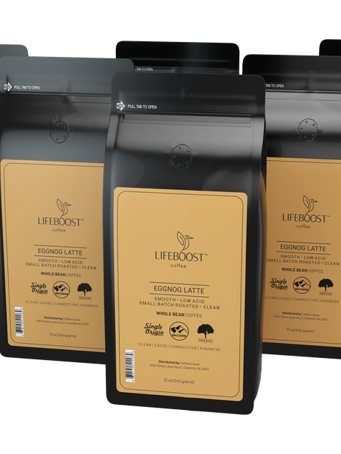 Lifeboost 6x Single Origin Specialty, Eggnog Latte Coffee 12 oz Bag New Arrival